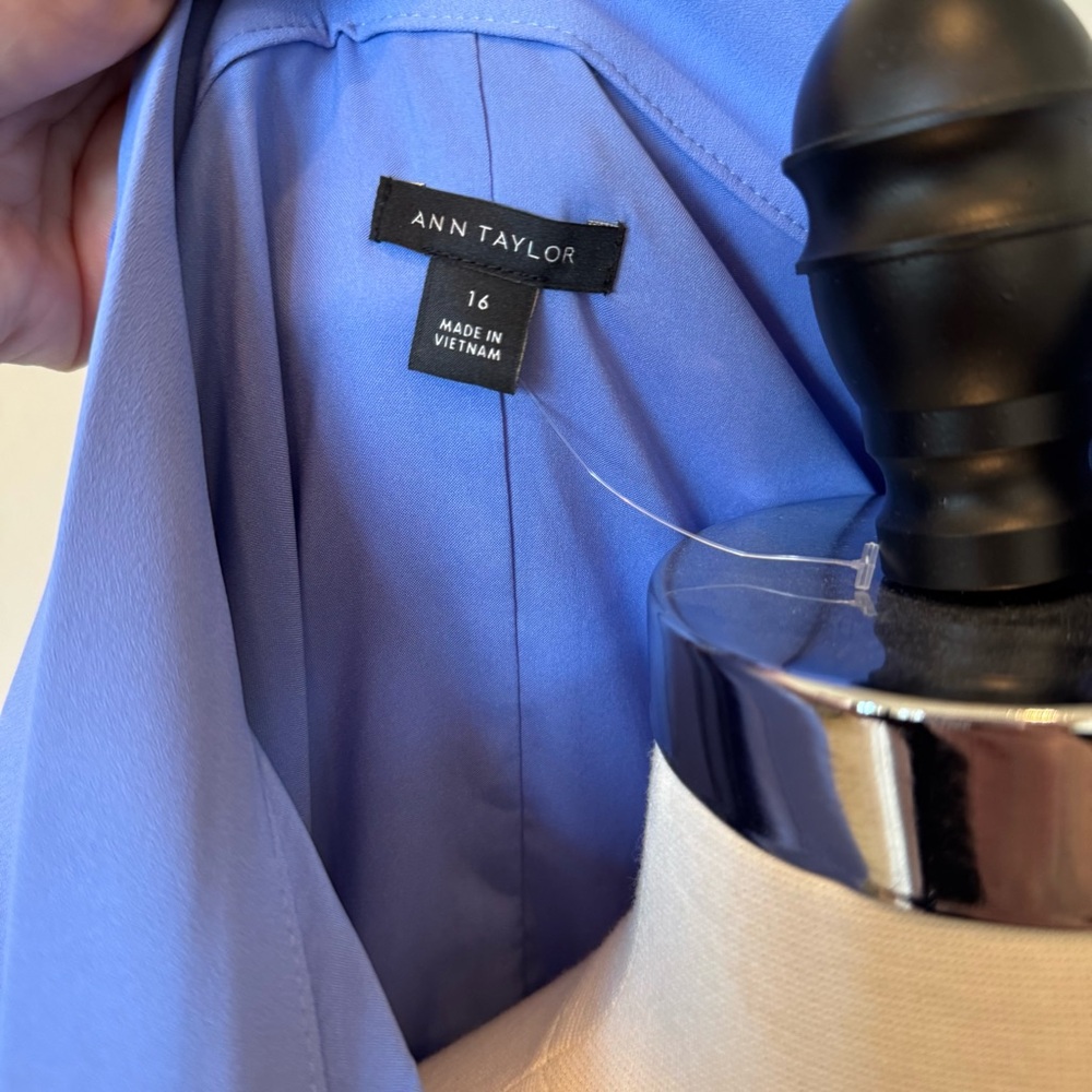 Ann Taylor Long Sleeve Tie-Neck Dress in Periwinkle Blue - Picture 6 of 6